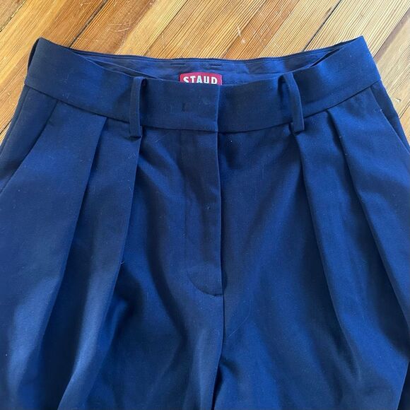 STAUD Luisa Straight Leg Trouser Pants in Navy Blue Size 4 - Picture 5 of 8